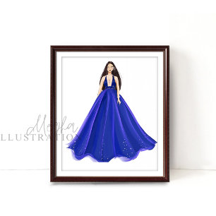 Blue, artwork, fashion illustration poster
