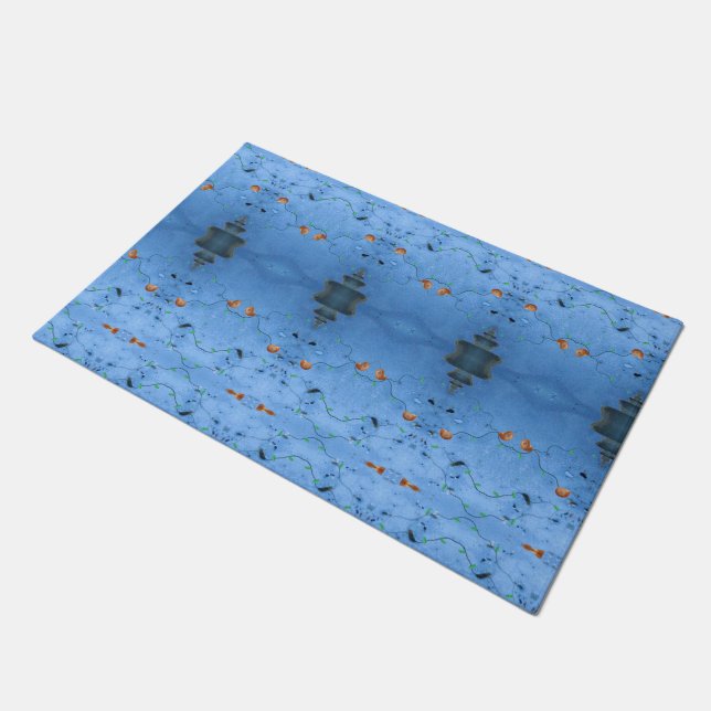 Blue Asian Oriental coastal summer lake ocean sea  Doormat (Angled)