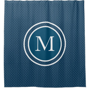 BLUE ASIAN PATTERN CUSTOM INITIAL Shower Curtain
