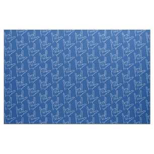 Blue ASL I Love You Patterned Fabric