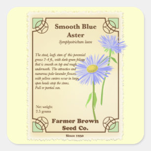 Blue Aster Seed Packet Square Sticker