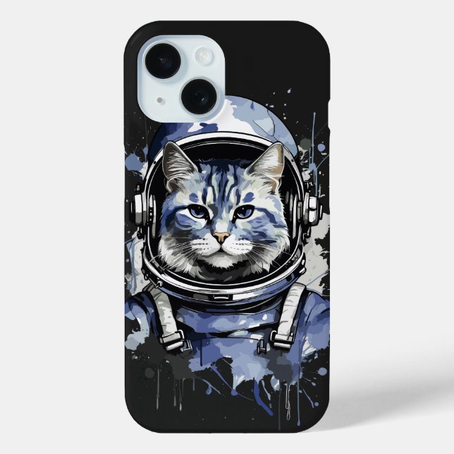 Blue Astronaut Cat Splash Design Case-Mate iPhone Case (Back)