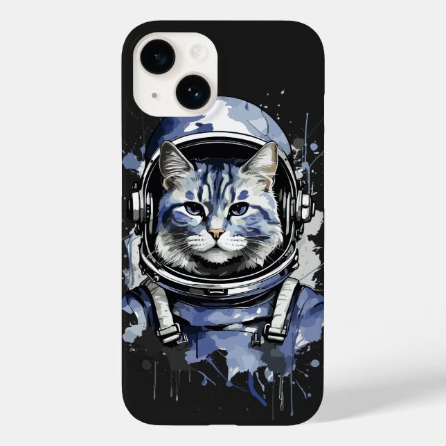 Blue Astronaut Cat Splash Design Case-Mate iPhone Case (Back)