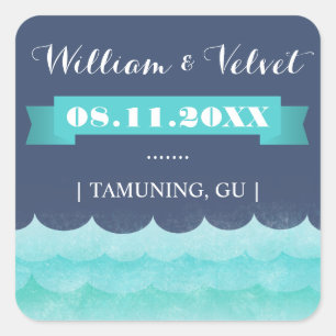 Blue At Sea Nautical Wedding Favour Stickers