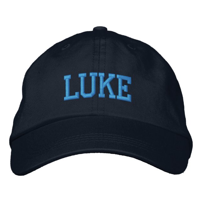 Blue Athletic Block Monogram Custom Name Embroidered Hat (Front)