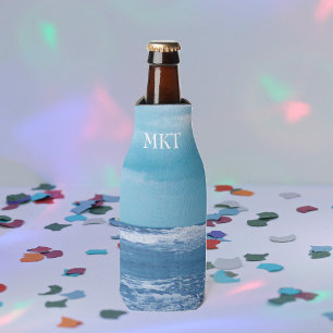 Blue Atlantic Ocean Waves Clouds Sky Photograph Bottle Cooler