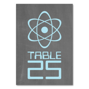Blue Atomic Chalkboard Table Card