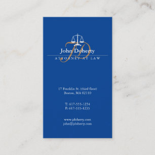 Blue Attorney at Law Classy Scales of Justice Business Card