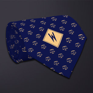 Blue Attorney Scales of Justice Tie