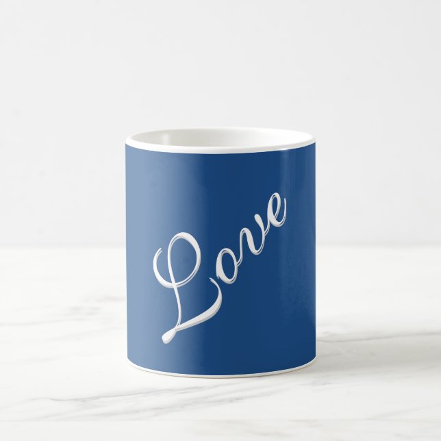 Blue Attractive Calligraphy Love Wedding  Coffee Mug (Center)