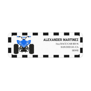 Blue ATV Quad 4 Wheeler Return Address Label