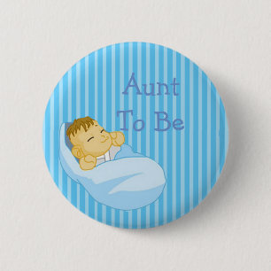 Blue Aunt To Be Baby Shower Button