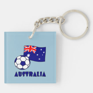 Blue Australia Soccer Ball Flag Blue Background Key Ring