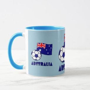 Blue Australia Soccer Ball Flag Blue Background  Mug
