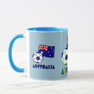 Blue Australia Soccer Ball Flag Blue Background Mug