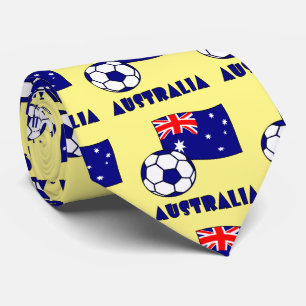 Blue Australia Soccer Ball Flag Yellow Background Tie