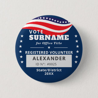 BLUE Authorized Volunteer 2026 Midterm Campaign ID 6 Cm Round Badge