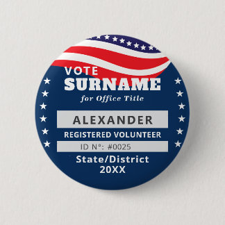 Blue Authorized Volunteer Election Campaign ID 6 Cm Round Badge