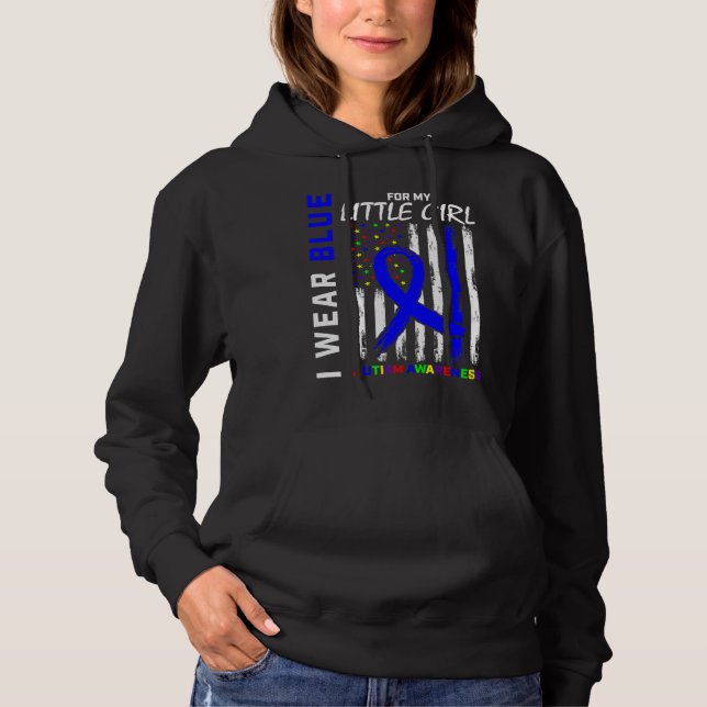 Blue Autism Awareness For Daughter Little Girl Mum Hoodie (Front)