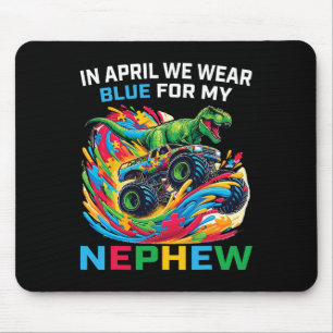 Blue Autism Awareness Nephew T Rex Monster Truck D Mouse Pad