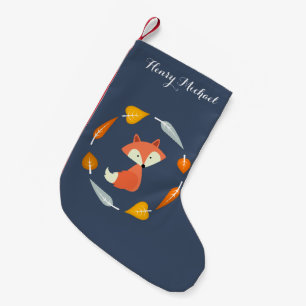 Blue Autumn Fox Small Christmas Stocking