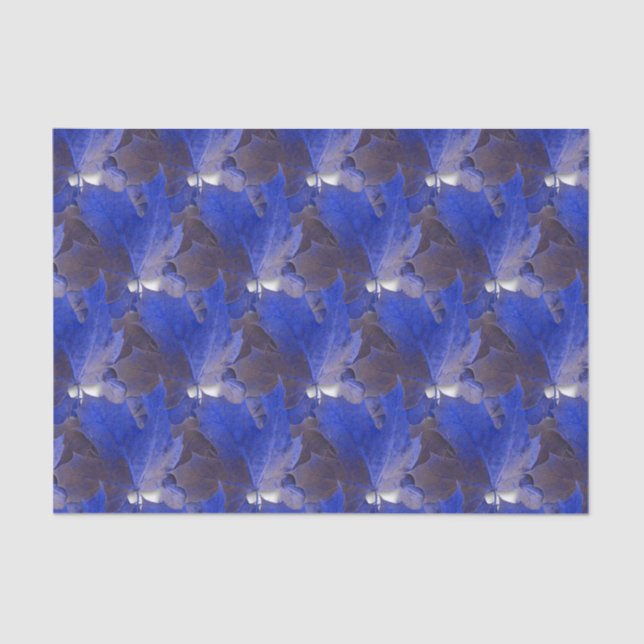 Blue Autumn Leaves Tissue Paper (Front)
