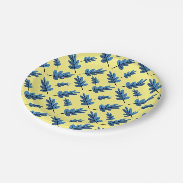 Blue Autumn Paper Plate (Angled)