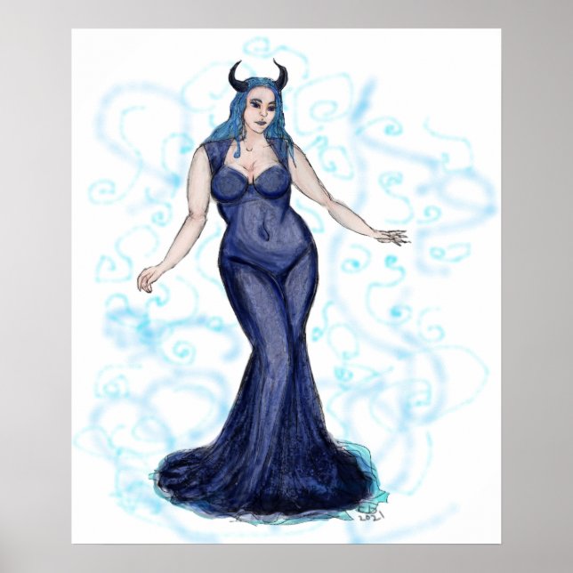 Blue Ava Swirls Poster (Front)