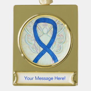 Blue Awareness Ribbon Angel Art Custom Ornament