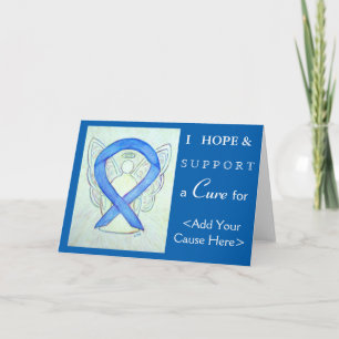 Blue Awareness Ribbon Angel Art Greeting Cards