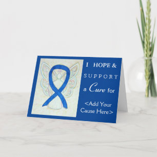 Blue Awareness Ribbon Angel Art Greeting Cards