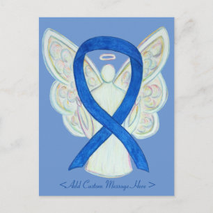 Blue Awareness Ribbon Angel Custom Art Postcard