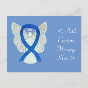 Blue Awareness Ribbon Angel Custom Art Postcard