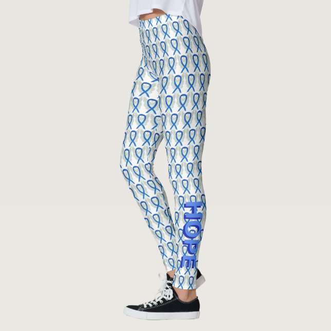 Blue Awareness Ribbon Angel Custom Word Leggings (Left)