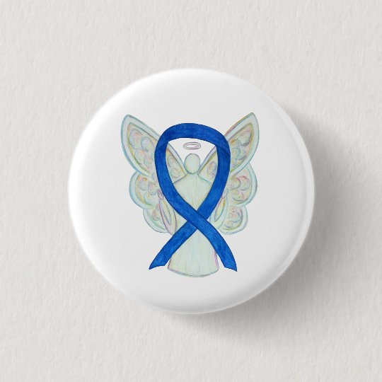Blue Awareness Ribbon Angel Customised Button Pins