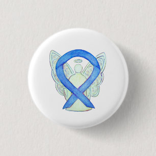 Blue Awareness Ribbon Angel Customised Button Pins