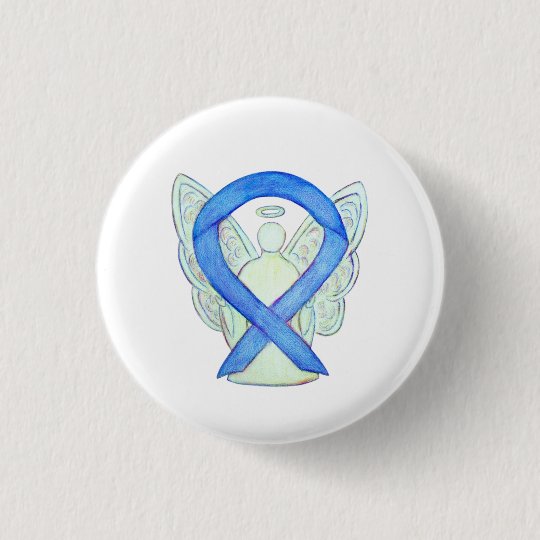 Blue Awareness Ribbon Angel Customised Button Pins