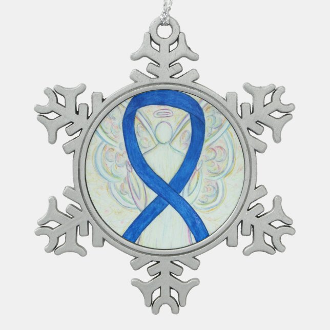 Blue Awareness Ribbon Angel Customised Ornament (Front)