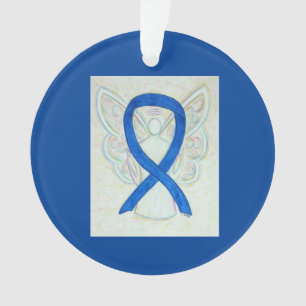 Blue Awareness Ribbon Angel Customised Ornaments