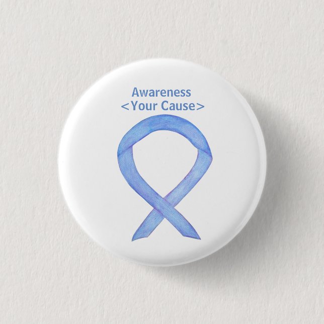 Blue Awareness Ribbon Art Customised Message Pins (Front)