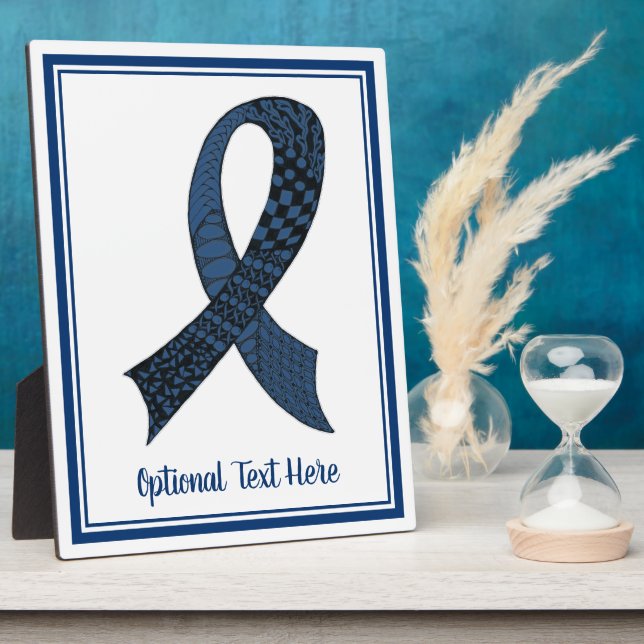 Blue Awareness Ribbon Custom Colours Plaque (Side)