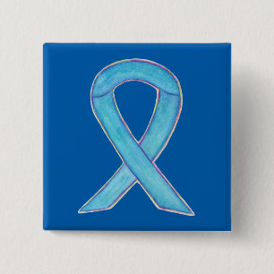 Blue Awareness Ribbon Custom Pin Buttons