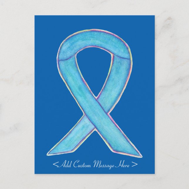 Blue Awareness Ribbon Custom Postcard (Front)