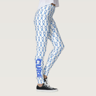 Blue Awareness Ribbon Custom Words Leggings