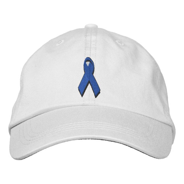 blue awareness ribbon embroidered hat (Front)