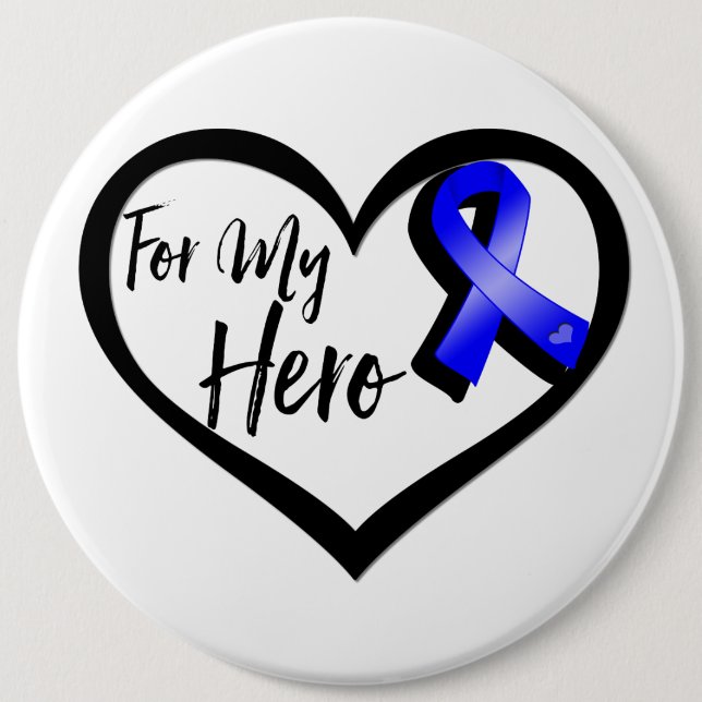 Blue Awareness Ribbon For My Hero 6 Cm Round Badge (Front)