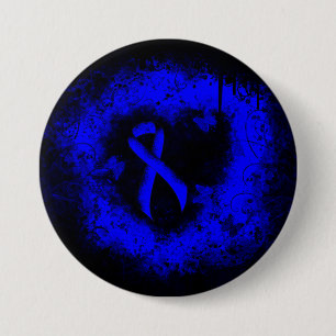 Blue Awareness Ribbon Grunge Heart 7.5 Cm Round Badge
