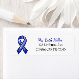 Blue Awareness Ribbon Return Address Label