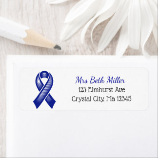 Blue Awareness Ribbon Return Address Label