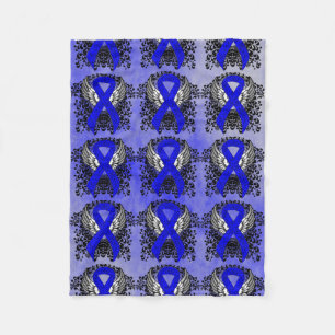 Blue Awareness Ribbon with Wings Fleece Blanket